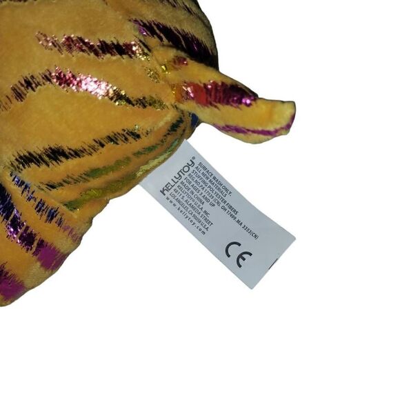 NWT KellyToy Original Foil Rainbow Striped Tiger Stuffed Plush Toy 10" Cat - Picture 4 of 4